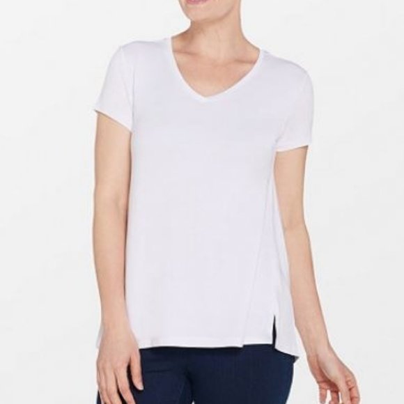 H by Halston Tops - H by Halston V-Neck Top with Forward Notch Detail